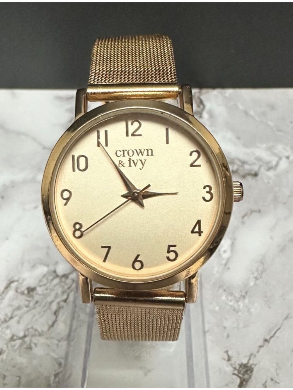3/$30 Crown & Ivy Watch Women Rose Gold Tone Mesh Band New Battery 9 Inch